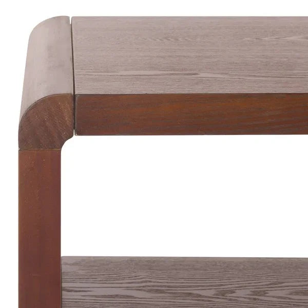 Omara Wood Console Table in Walnut with 4 Shelves - The Mayfair Hall