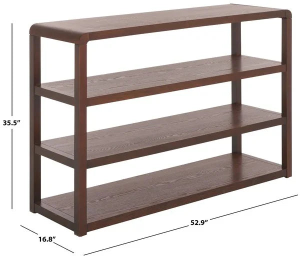 Omara Wood Console Table in Walnut with 4 Shelves - The Mayfair Hall