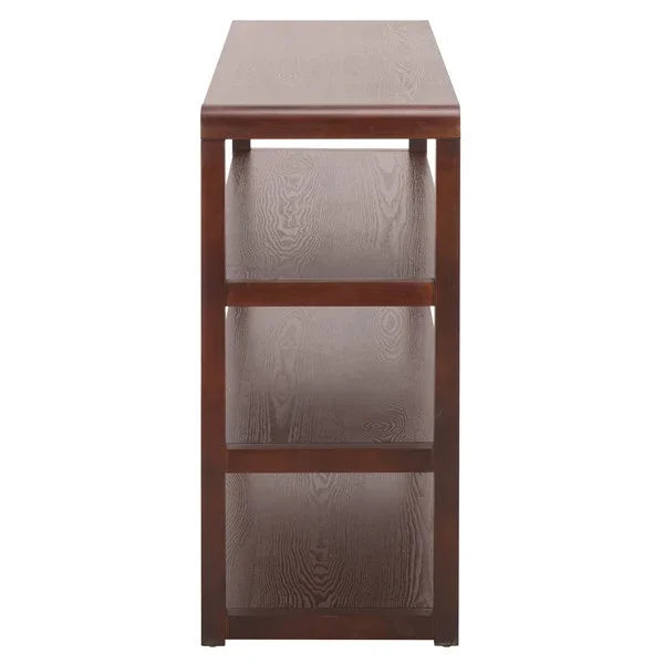 Omara Wood Console Table in Walnut with 4 Shelves - The Mayfair Hall