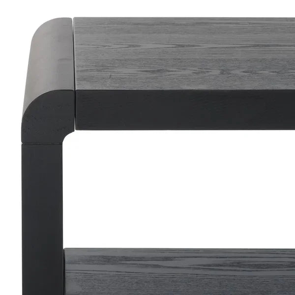 Omara Wood Console Table in Black with 4 Shelves - The Mayfair Hall