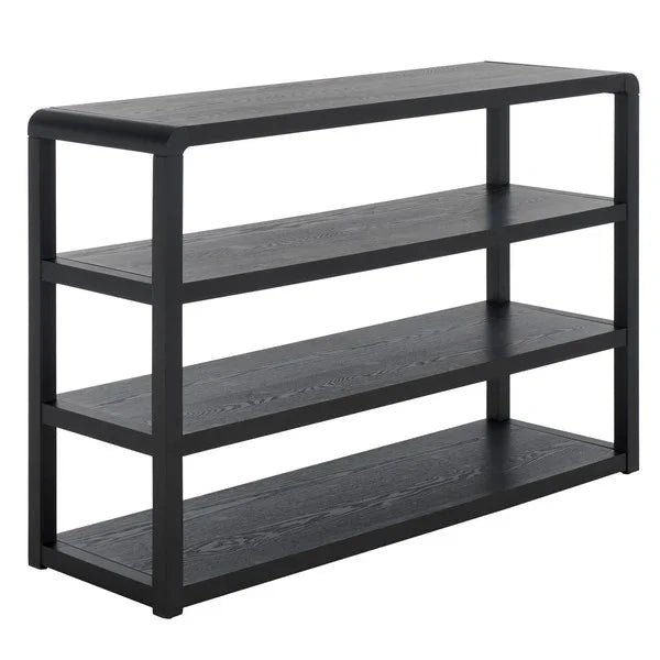 Omara Wood Console Table in Black with 4 Shelves - The Mayfair Hall