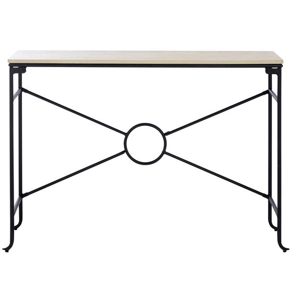Lenin Ceramic Console Table in Black with Beige Top