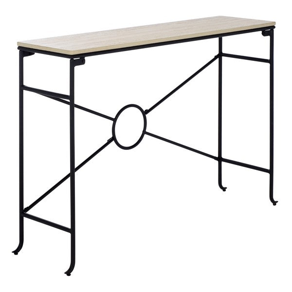 Lenin Ceramic Console Table in Black with Beige Top