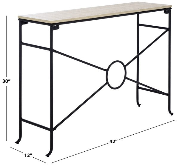 Lenin Ceramic Console Table in Black with Beige Top