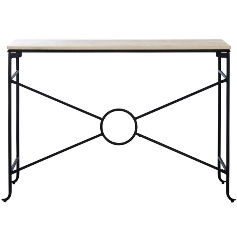 Lenin Ceramic Console Table in Black with Beige Top