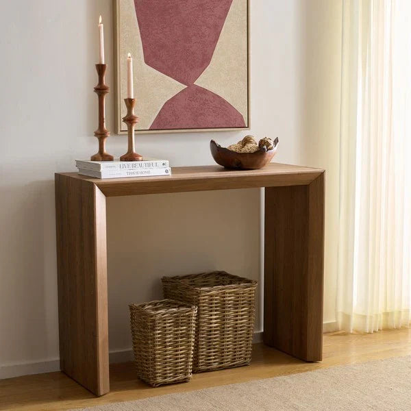 Woodrow Wood Console Table in Natural Brown