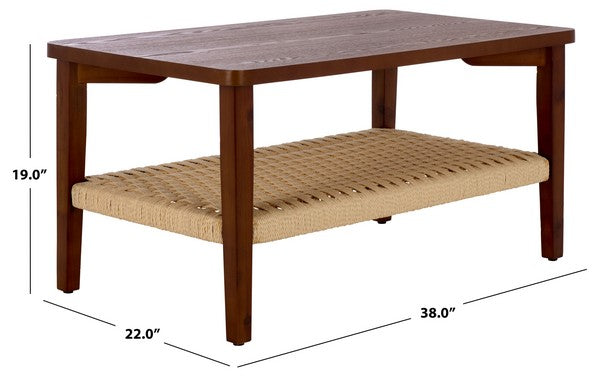 Dino Wood Coffee Table in Walnut with Shelf
