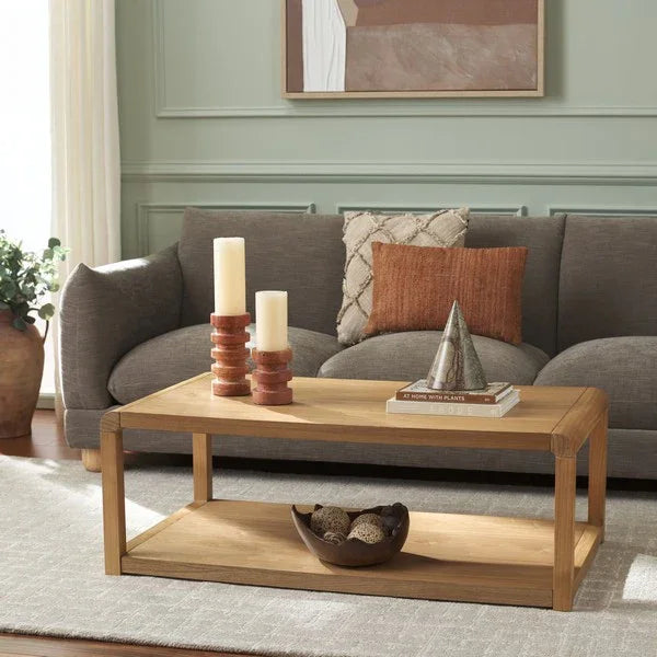 Omara Wood 2-Tier Coffee Table in Natural - The Mayfair Hall