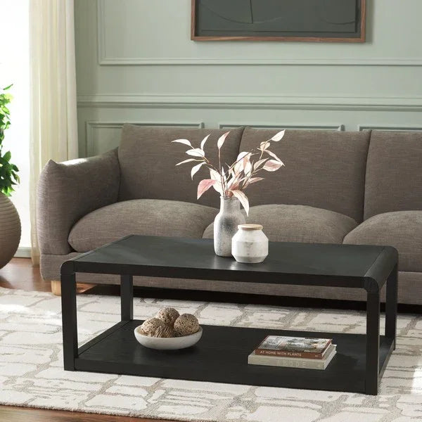 Omara Wood 2-Tier Coffee Table in Black - The Mayfair Hall