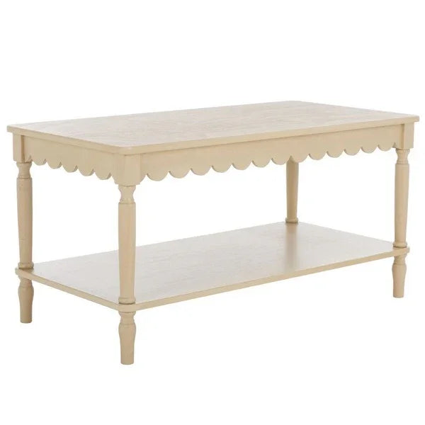 Haven Wood Coffee Table in Natural with Shelf