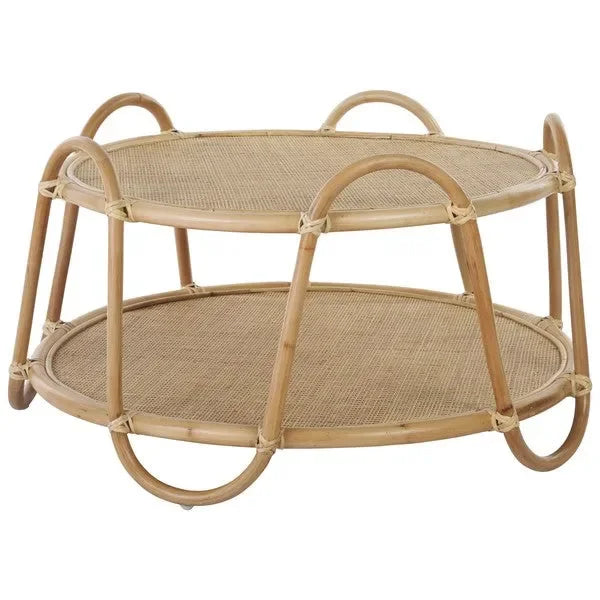Althea Rattan Coffee Table in Natural with Weave Design - The Mayfair Hall