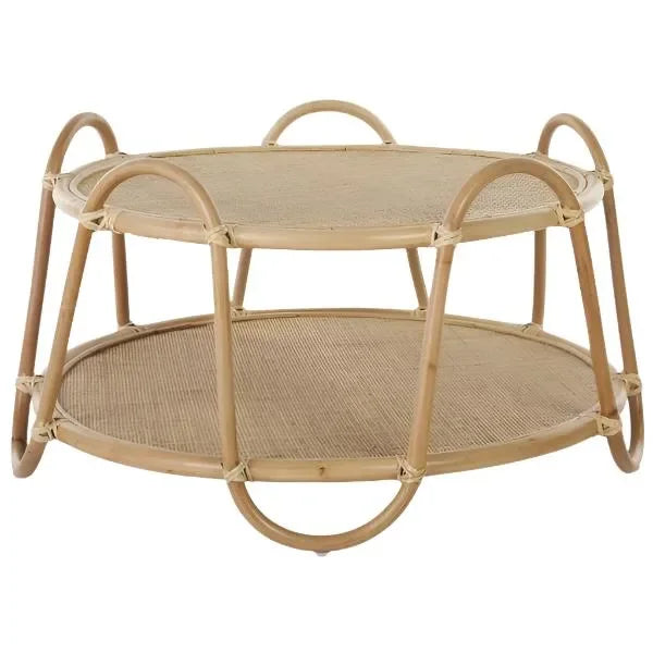 Althea Rattan Coffee Table in Natural with Weave Design - The Mayfair Hall