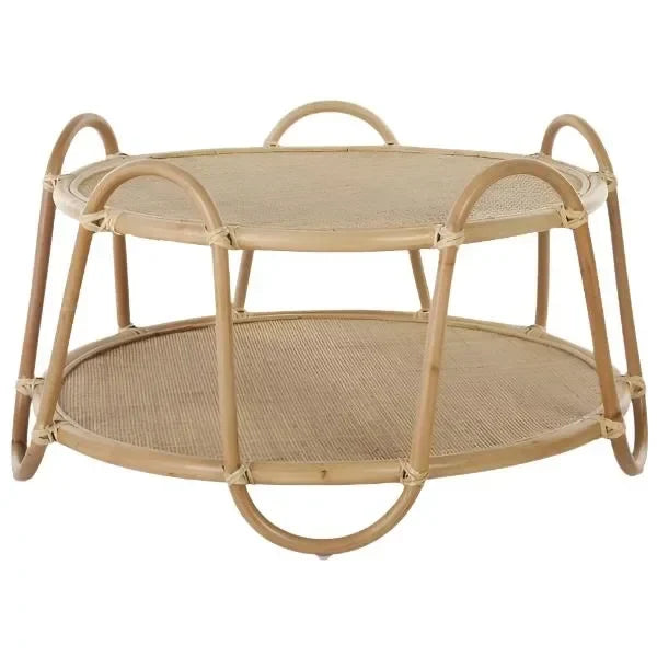 Althea Rattan Coffee Table in Natural with Weave Design - The Mayfair Hall
