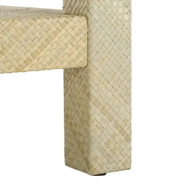 Apis Raffia Wood Coffee Table in Natural with Shelves - The Mayfair Hall