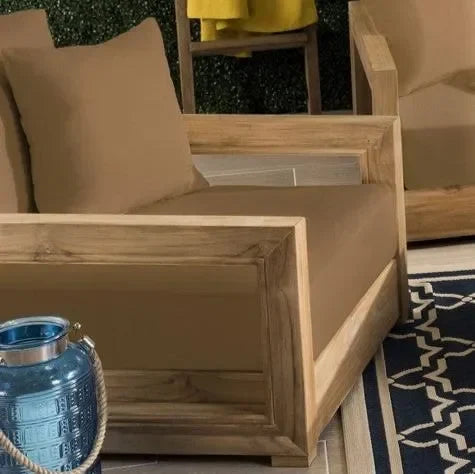 Montford Teak Wood Armchair in Brown - The Mayfair Hall