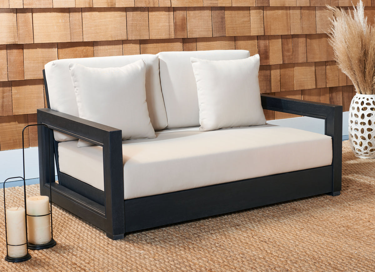 Montford Aluminum 2-Seat Loveseat in Black and White