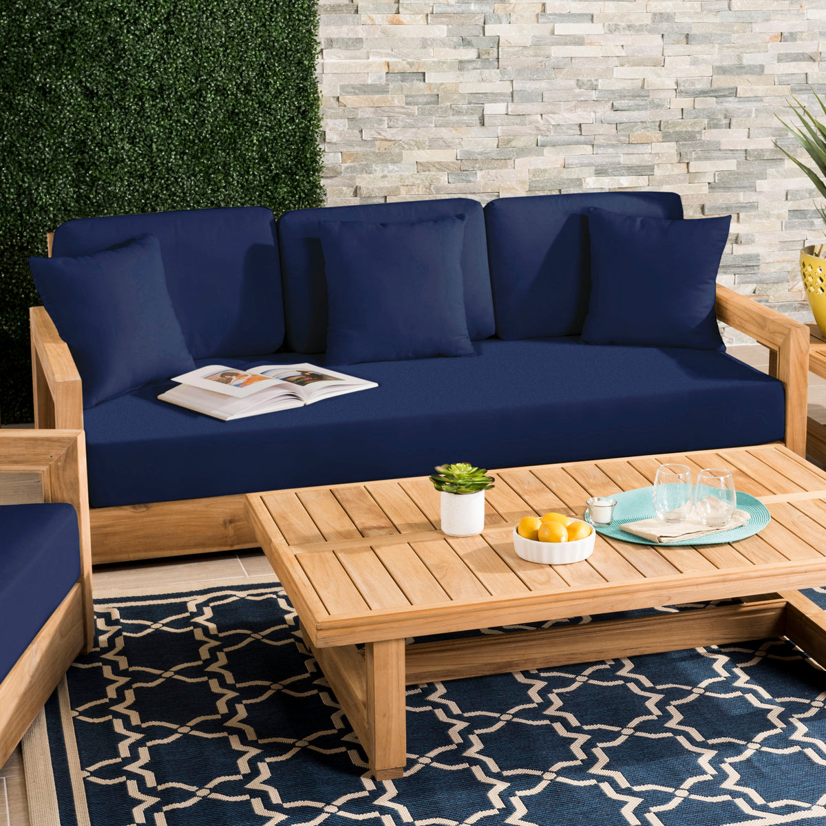 Montford Aluminum 3 Seater Sofa in Black and White