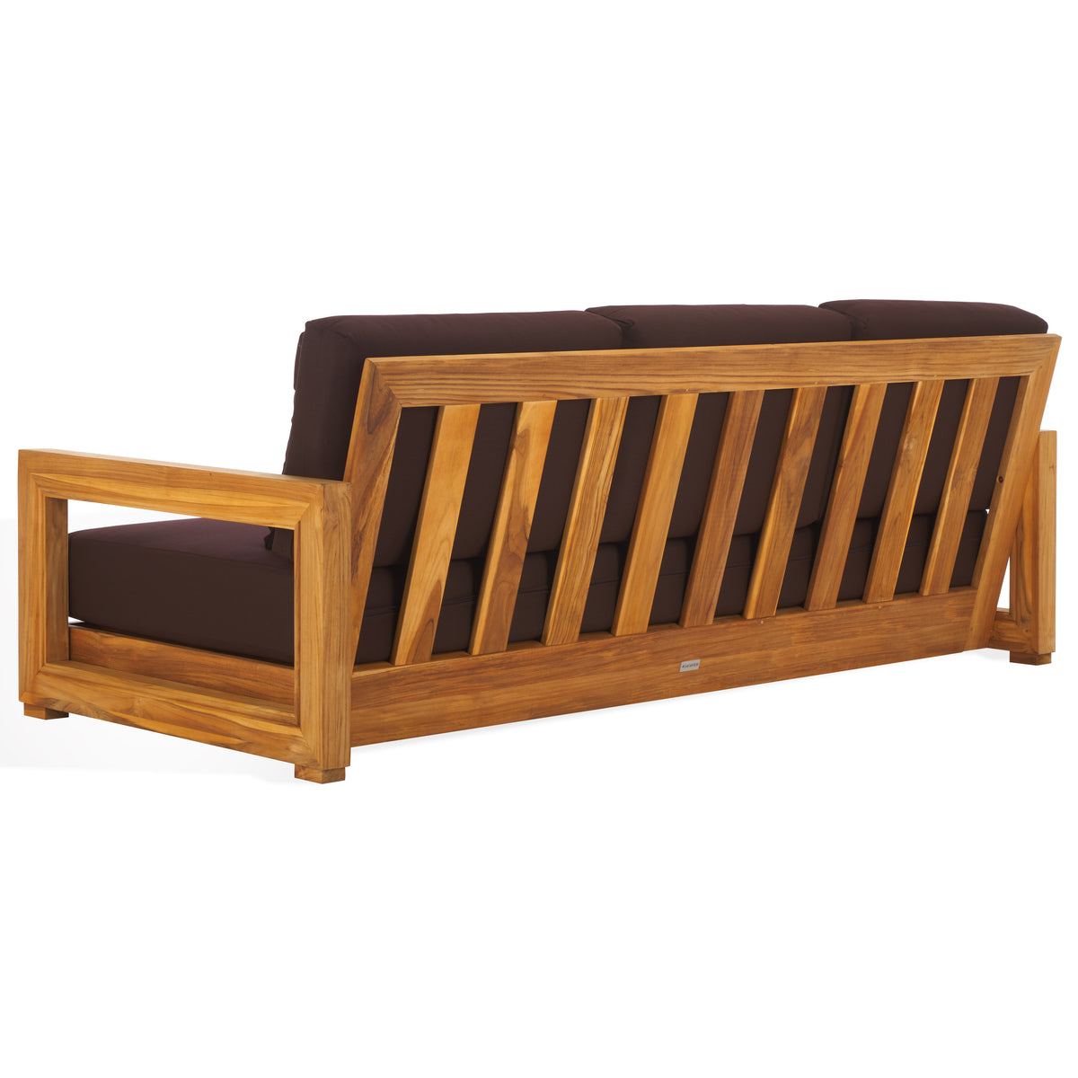 Montford Brazilian Teak 3 Seater Sofa in Natural Teak and Dark Brown