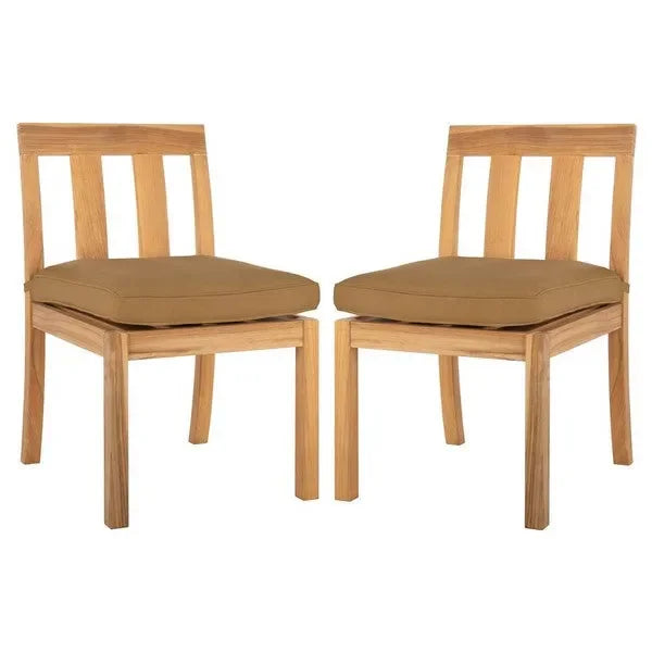 Montford Brazilian Teak Wood Dining Chair in Brown with Cushion (Set of 2) - The Mayfair Hall