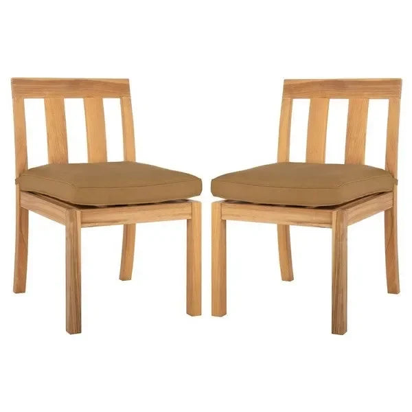 Montford Brazilian Teak Wood Dining Chair in Brown with Cushion (Set of 2) - The Mayfair Hall