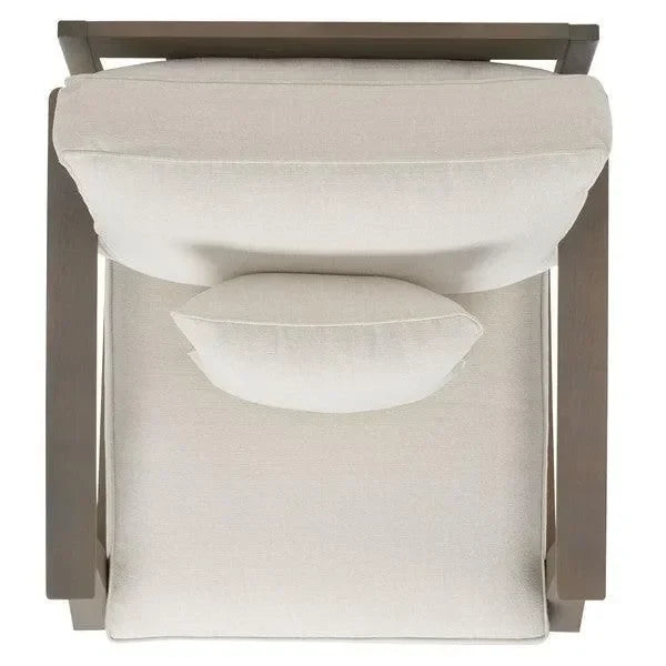 Martinique Wood Patio Armchair in Light Gray and Beige - The Mayfair Hall