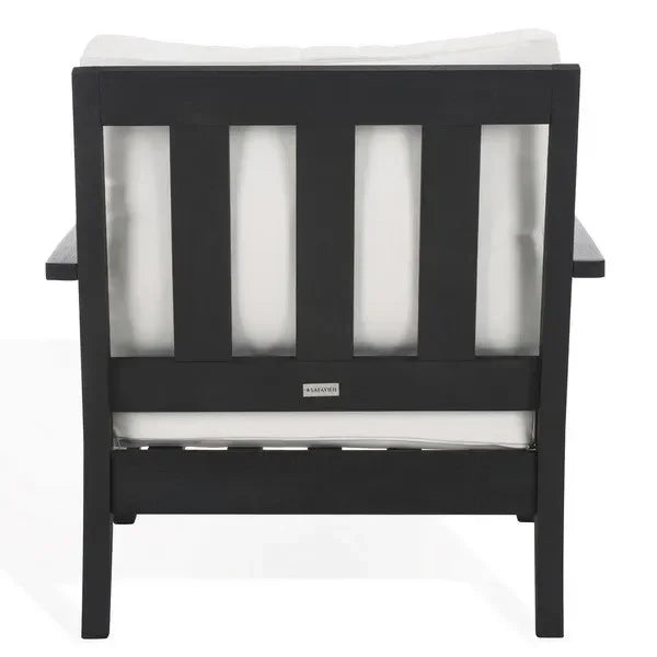 Martinique Wood Patio Armchair in Black/White with Slatted Back - The Mayfair Hall