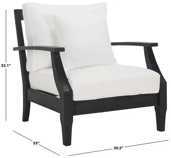 Martinique Wood Patio Armchair in Black/White with Slatted Back - The Mayfair Hall