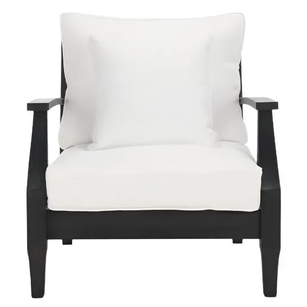 Martinique Wood Patio Armchair in Black/White with Slatted Back - The Mayfair Hall
