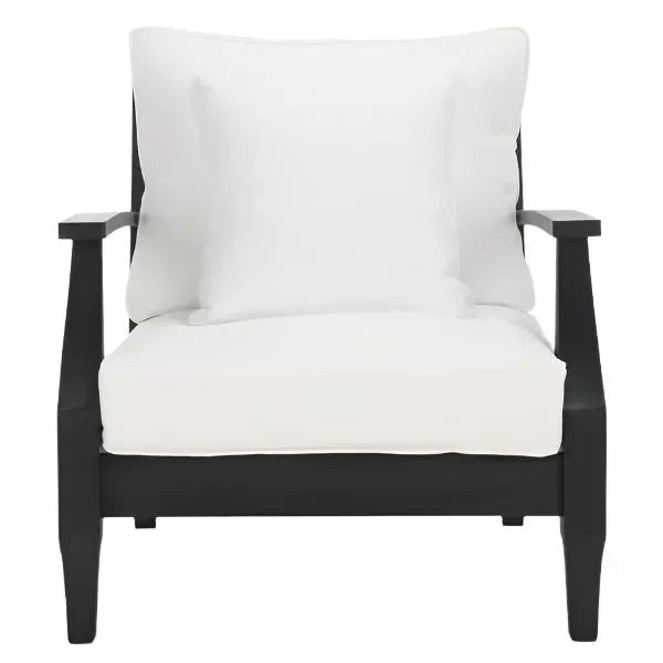Martinique Wood Patio Armchair in Black/White with Slatted Back - The Mayfair Hall