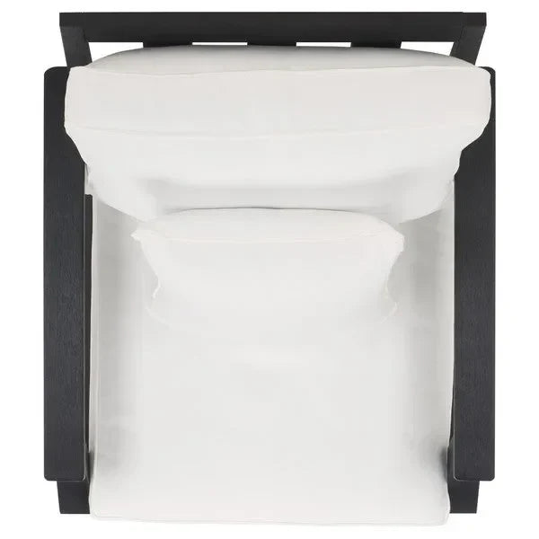 Martinique Wood Patio Armchair in Black/White with Slatted Back - The Mayfair Hall