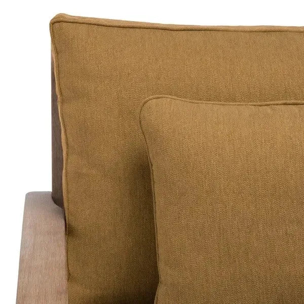 Martinique Wood Patio Armchair in Brown with Slatted Back - The Mayfair Hall