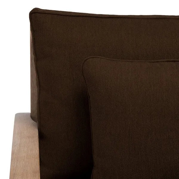 Martinique Wood Patio Armchair in Natural with Dark Brown Cushion