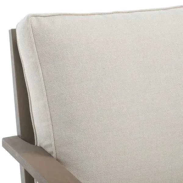Martinique Wood Patio Loveseat in Light Gray and Beige - The Mayfair Hall