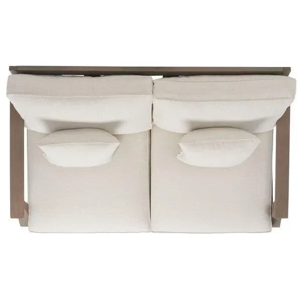 Martinique Wood Patio Loveseat in Light Gray and Beige - The Mayfair Hall