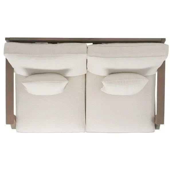Martinique Wood Patio Loveseat in Light Gray and Beige - The Mayfair Hall
