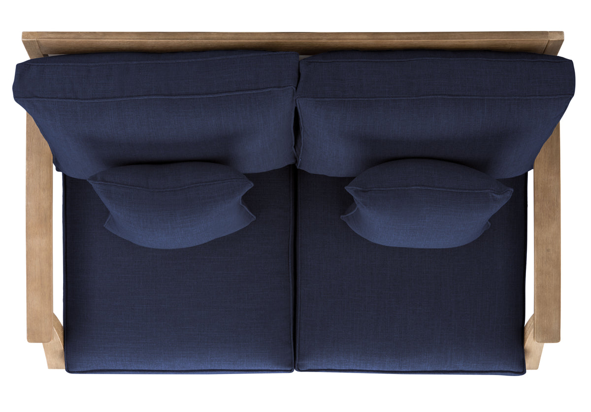 Martinique Eucalyptus Wood Patio Loveseat in Natural and Navy