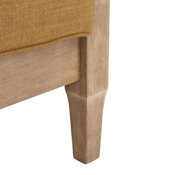 Martinique Wood Patio Loveseat in Natural with Brown Cushion