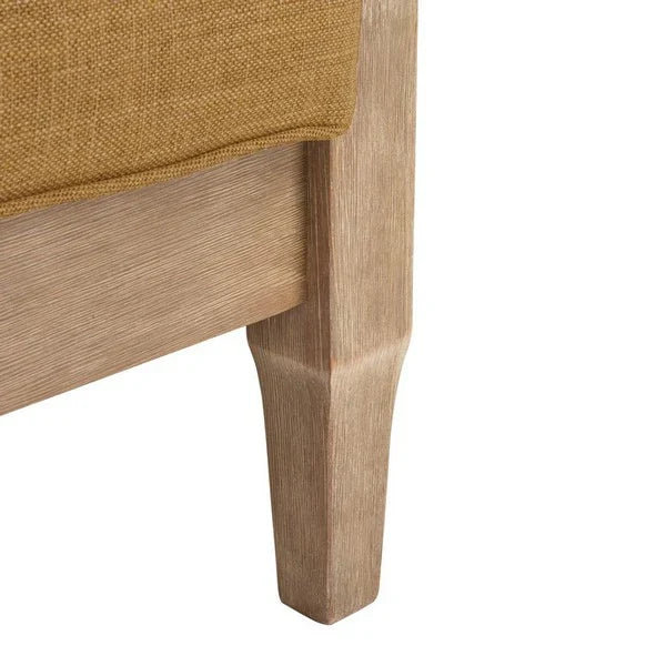 Martinique Wood Patio Loveseat in Natural with Brown Cushion
