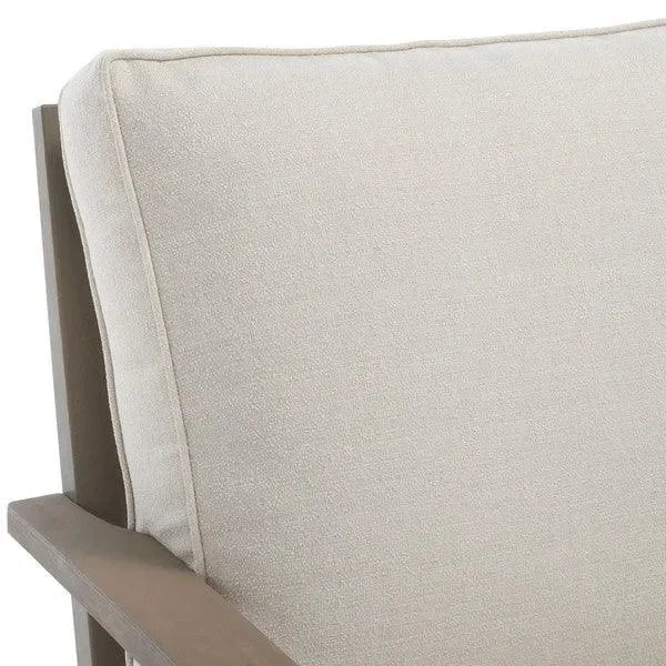 Martinique Wood Patio Sofa in Light Gray and Beige - The Mayfair Hall