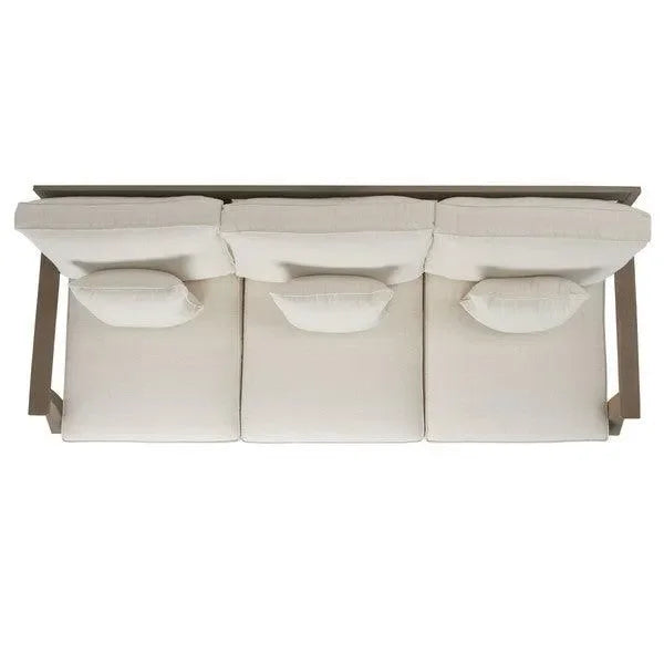 Martinique Wood Patio Sofa in Light Gray and Beige - The Mayfair Hall