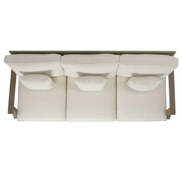 Martinique Wood Patio Sofa in Light Gray and Beige - The Mayfair Hall