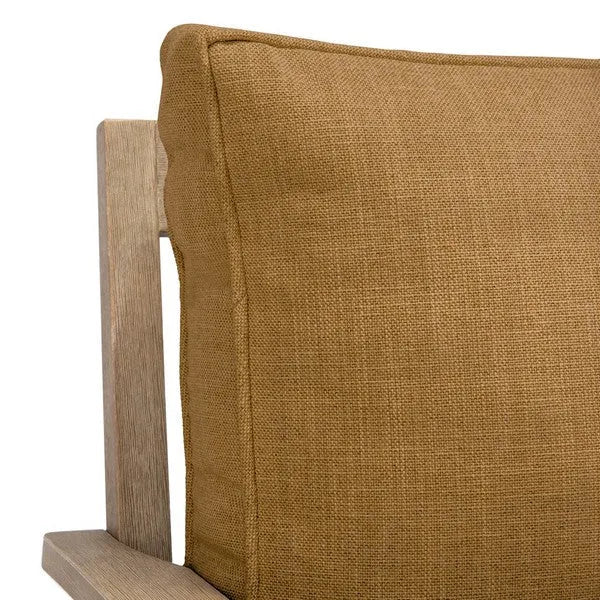 Martinique Wood Patio Sofa in Natural with Brown Cushion