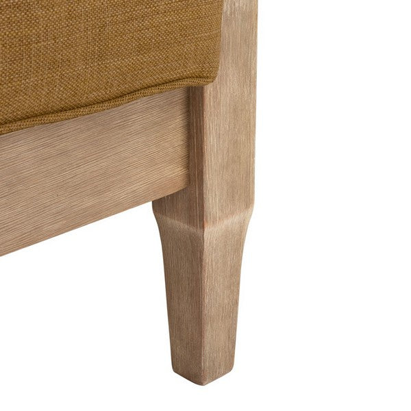 Martinique Wood Patio Sofa in Natural with Brown Cushion