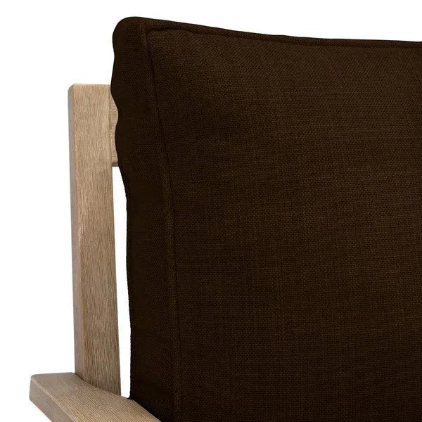 Martinique Wood Patio Sofa in Natural with Dark Brown Cushion
