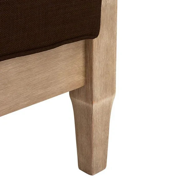 Martinique Wood Patio Sofa in Natural with Dark Brown Cushion