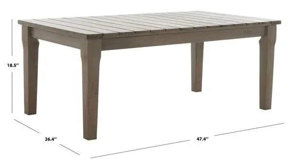 Martinique Wood Patio Coffee Table in Light Gray - The Mayfair Hall