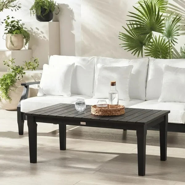 Martinique Wood Patio Coffee Table in Black - The Mayfair Hall
