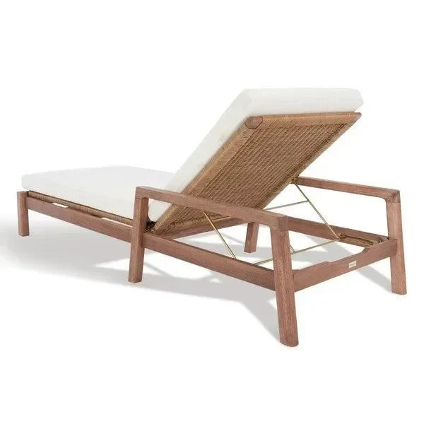 Donnamaria Wood Sun Lounger in Natural and White - The Mayfair Hall