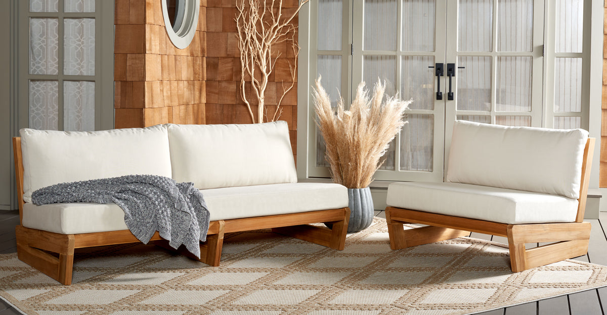 Julianne Brazilian Teak Patio Chair in Natural and Beige
