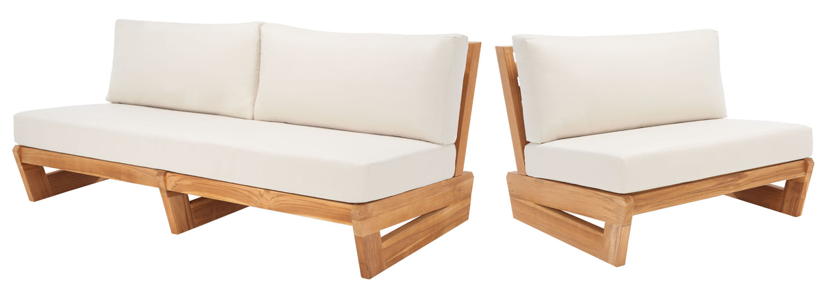 Julianne Brazilian Teak Patio Chair in Natural and Beige